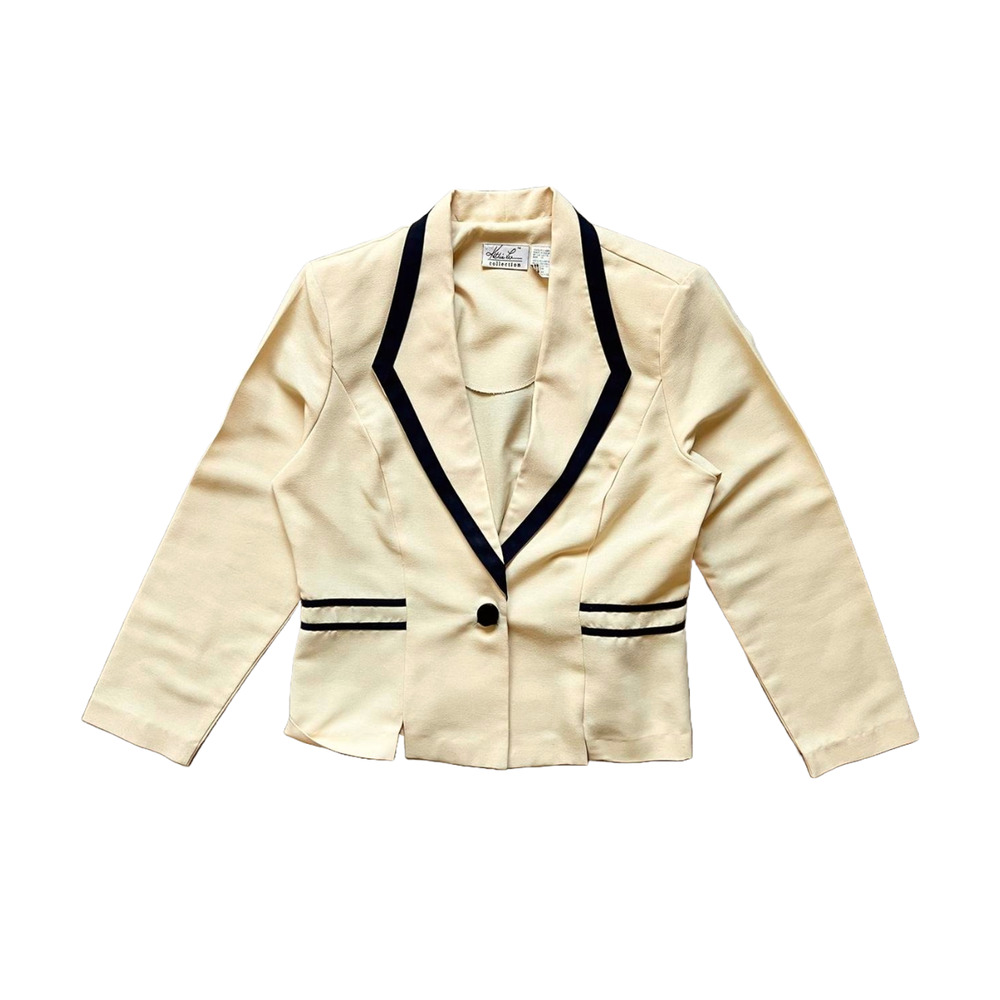Vtg 80s Kathie Lee Womens Blazer Butter Yellow Formal Career Old Money Classic
